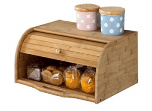 Betwoo Natural Wooden Roll Top Bread Box Kitchen Food Storage (Bamboo)