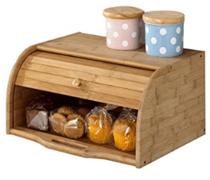Betwoo Natural Wooden Roll Top Bread Box Kitchen Food Storage (Bamboo)