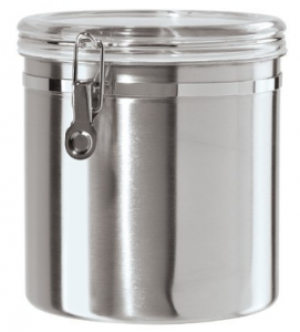 Oggi 150-ounce Stainless Steel Airtight Canister with Clear Arylic Lid and Locking Clamp