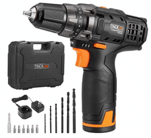 Tacklife 12V Lithium-Ion Cordless Drill/Driver Set - PCD01B 3/8-inch All-Metal Chuck 2-Speed Max Torque 239 In-lbs 19+1 Position with LED