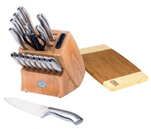 Chicago Cutlery Insignia Steel 19 Piece Knife Block with In-Block Sharpener and Cutting Board