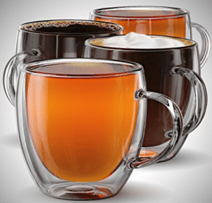 Anchor & Mill Double Walled Insulated Glass Coffee Mugs or Tea Cups for Espresso