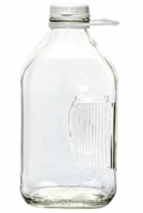 The Dairy Shoppe 2 Qt Heavy Glass Milk Bottle with Handle & Cap, 64 oz