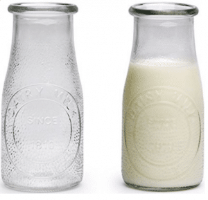 Circleware Hammered Glass Milk Bottles/Drinking Glasses