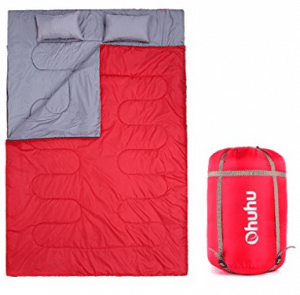 Ohuhu Double Sleeping Bag with 2 Pillows and a Carrying Bag