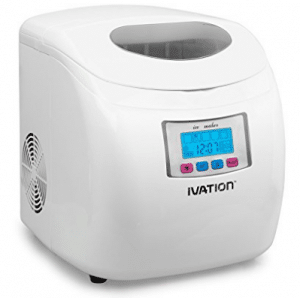 Ivation IVA-ICEM25WH Portable Ice Maker with LCD Display, White