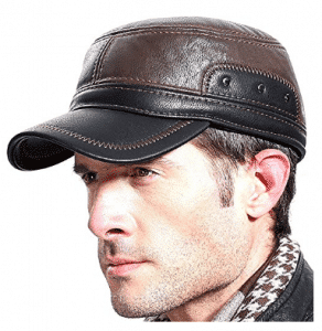 Molodo Men Winter Leather Fur Baseball newsboy Cap Ear Flap Trapper Hunting Hat