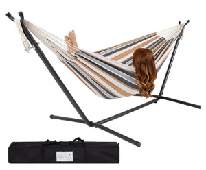 Best Choice Products Double Hammock With Space Saving Steel Stand Includes Portable Carrying Case