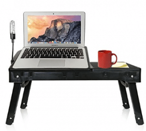 DG Sports Multi-Functional Laptop Table Stand with Internal Cooling Fan and Built-In LED Light, Black