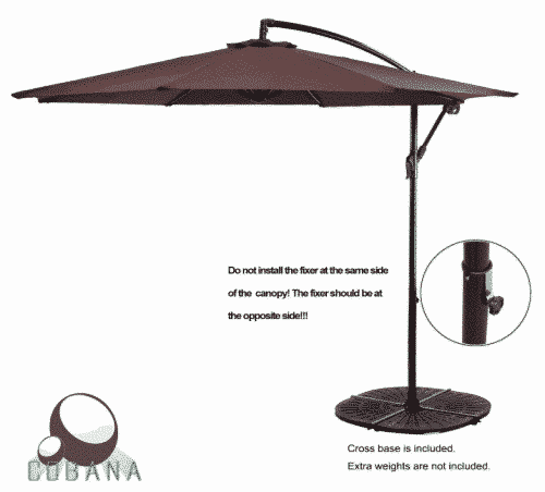 COBANA 10' Cantilever Freestanding Patio Umbrella Hanging Outdoor Umbrella with Crank 