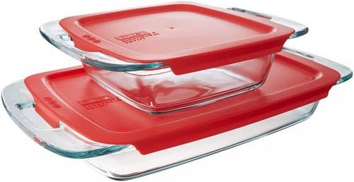 Pyrex Easy Grab Glass Bakeware Set with Red Lids