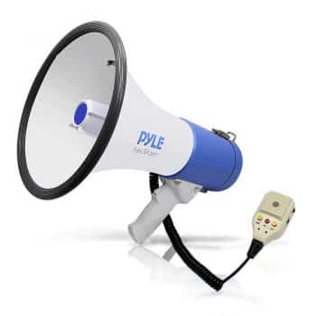 Pyle Megaphone PA Bullhorn Speaker - Built-in Siren 50 Watts Rechargeable Battery