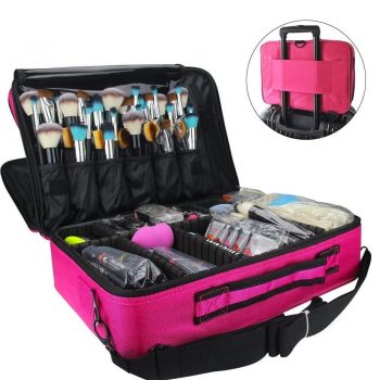 MONSTINA Cosmetic Bags 3 Layer Cosmetic Organizer Makeup Case Beauty Artist Storage Brush Box