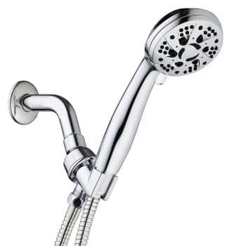 AquaDance High Pressure 6-Setting 3.5" Chrome Face Handheld Shower with Hose