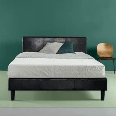 Zinus Faux Leather Upholstered Platform Bed with Wooden Slats