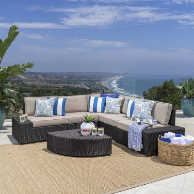 Great Deal Furniture | Reddington | Outdoor Patio Furniture 6-Piece Sectional Sofa Set