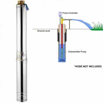 OrangeA Deep Well Submersible Pump 1/2 HP 150ft Deep Well Pump 25GPM Stainless Steel Deep Well Pump