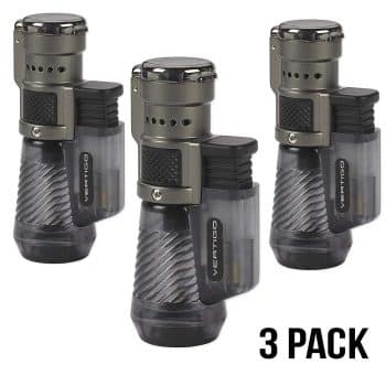 Vertigo by Lotus Cyclone Triple Torch Cigar Lighter Charcoal 3 Pack