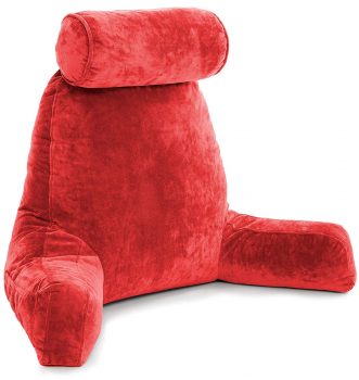 Husband Pillow - Red, Big Reading & Bed Rest Pillow with Arms