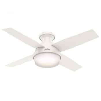 Hunter 59244 Dempsey Low Profile Fresh White Ceiling Fan With Light & Remote