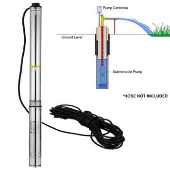 VEVOR Deep Well Pump 400ft 2HP Stainless Steel Underwater Bore Submersible Pump