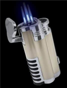 Gentleman's Triple Torch Cigar Lighter With Retractable Hole Punch