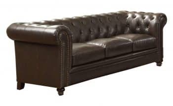 Roy Button-Tufted Sofa with Rolled Back and Arms Brown