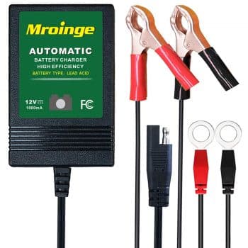 Mroinge Automotive Trickle Battery Charger Maintainer 12V 1A Smart Automatic Battery Charger for Car Motorcycle Boat Lawn Mower SLA ATV Wet AGM Gel Cell Lead Acid Batteries