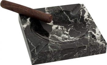 Bey-Berk Square Solid Marble Four Cigar Ashtray