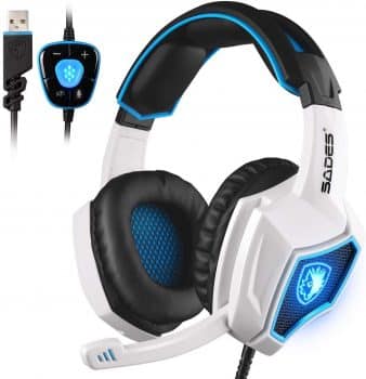 SADES Sprint Wolf 7.1 Surround Stereo Sound USB Computer Gaming Headset with Microphone