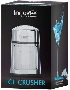 Innovee Manual Ice Crusher With Rust-Proof Zinc Alloy Construction - Carbon Steel 430 Blade Crushes Ice to Your Desired Fineness - Non-Slip - Easy to Use Ice Crusher Hand Crank - Chrome Plated
