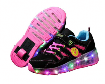 Fashion Sneakers Kids Girls Boys Light Up Wheels Skate Shoes