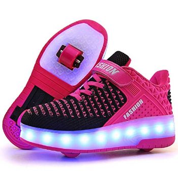 Fashion Sneakers Kids Girls Boys Light Up Wheels Skate Shoes