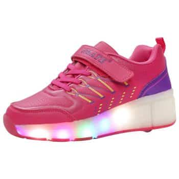 VMATE PU Boy Girl LED Light Up Roller Double Single Wheel Skate Sneaker