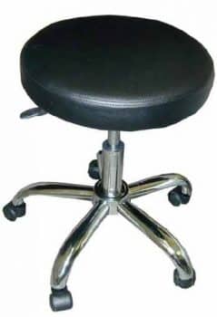Adjustable Rolling Stool with Black Faux Leather Seat