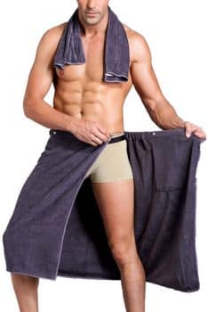 SanJL Wearable Bath Skirt Men Bath Towels Wrap Shower (Grey)