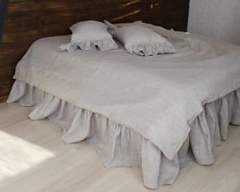 Romantic Pure Linen Bed Skirt with Ruffles