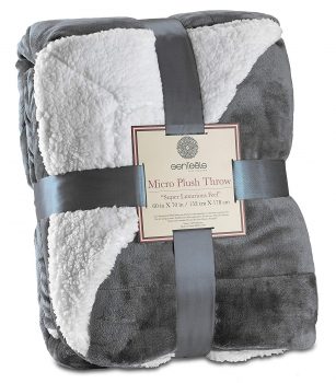Genteele Sherpa Throw Blanket Super Soft Reversible Ultra Luxurious Plush Blanket (50" X 60", Gray)