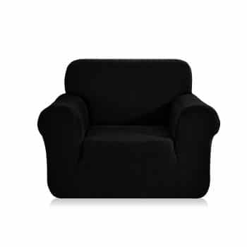 CHUN YI Jacquard Sofa Covers 1-Piece Polyester Spandex Fabric Slipcovers (Chair, Black)