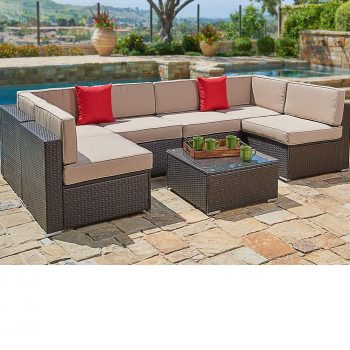 SUNCROWN Outdoor Sectional Sofa (7-Piece Set) Wicker Furniture w