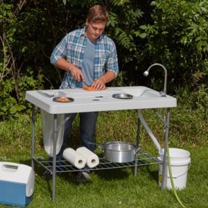 Deluxe Fish Cleaning Camp Table with Flexible Faucet