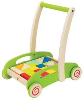 Hape Block and Roll Cart Toddler Wooden Push and Pull Toy