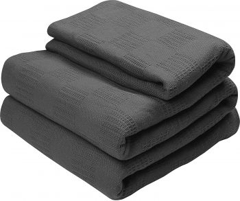 Utopia Bedding Woven Cotton Blanket (Full/Queen, Smoke Grey) Breathable Cotton Throw Blanket and Quilt for Bed & Couch