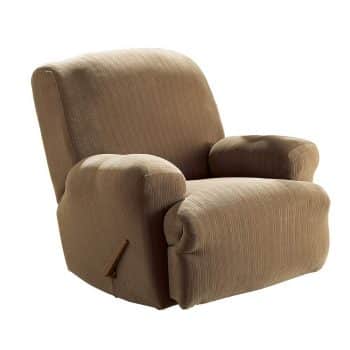 Surefit Stretch Pinstripe 1-Piece - Recliner Slipcover - Taupe