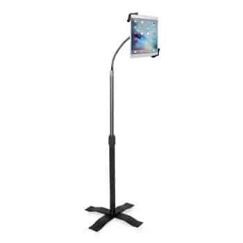 CTA Digital Height-Adjustable Tablet Floor Stand with Gooseneck and Metal Base for 7-13’’ Tablets