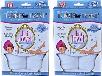 Turbie Twist Microfiber Super Absorbent Hair Towel (2 Pack)white Set of 2
