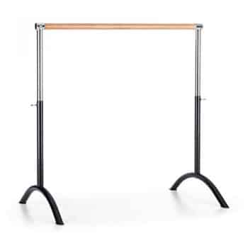 Klarfit Barre • Double Ballet Bar • Free-Standing • 43 x 44 inches • 2 x 1.5 inches Ø • Powder-Coated Steel Tubes with Wooden Look • Suitable for Numerous Stretch and Movement Exercises