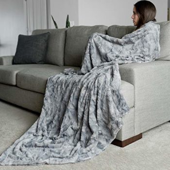 GRACED SOFT LUXURIES Oversized Softest Warm Elegant Cozy Faux Fur Home Throw Blanket 60" x 80"