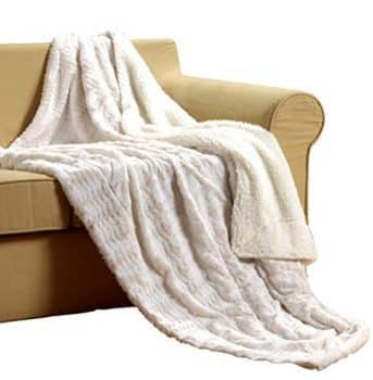 Tache White Ivory Super Soft Warm Polar Faux Fur with Sherpa Throw Blanket 63 x 87