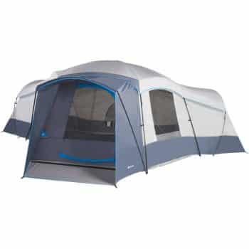 Spacious Family Sized Gray and Blue Camping Tent